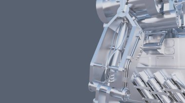 Krom mekanizması kopyalama alanına yakın. 3d oluşturma