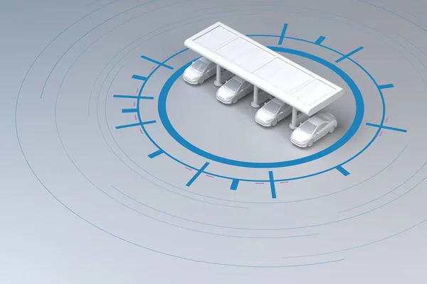 Posto Gasolina Inteligente Com Infográficos Renderização — Fotografia de Stock