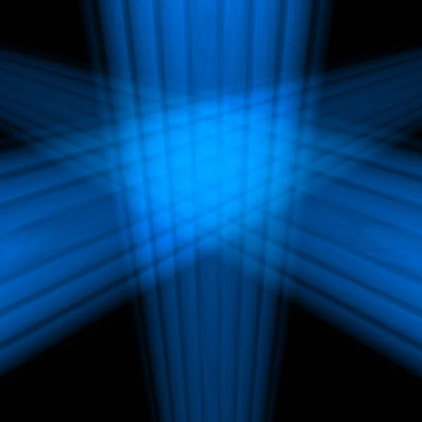 Блакитні Промені Перетинаються Темряві Візуалізація — стокове фото