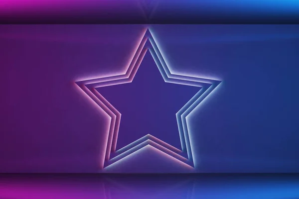 Fioletowy Kształt Gwiazdy Tylnym Światłem Ścianie Ilustracja — Zdjęcie stockowe