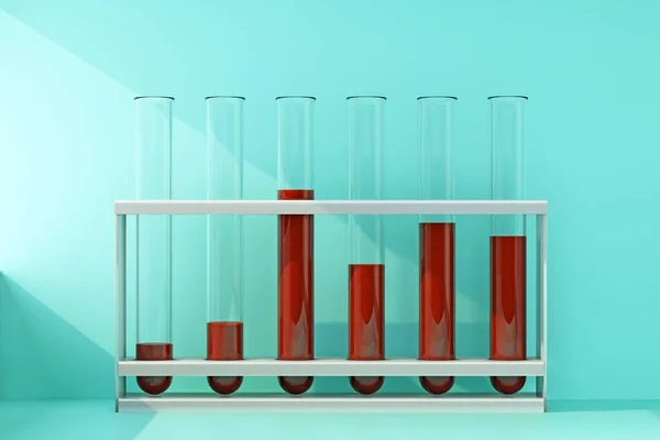 Grupa Rurek Krwi Oświetlonych Promieniami Światła Renderowanie — Zdjęcie stockowe