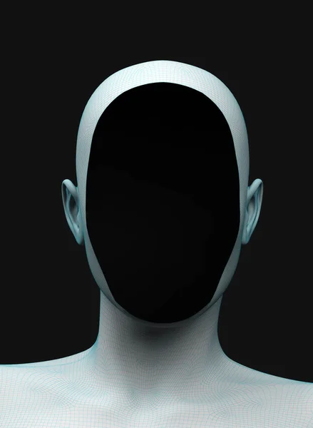 顔の代わりに黒い空の人間の頭 3Dレンダリング — ストック写真