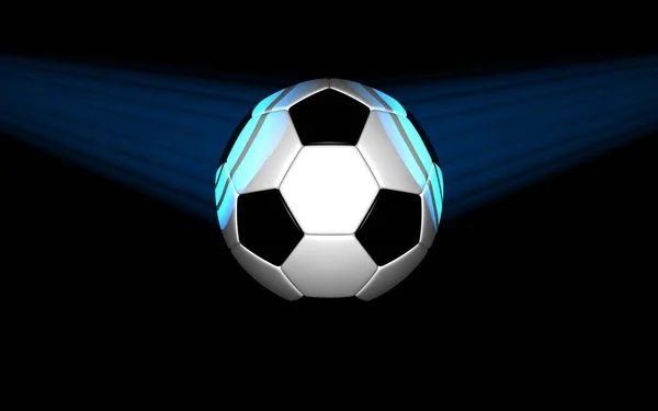 Soccer Ball Lit Light Black Background Rendering — Stock Photo, Image