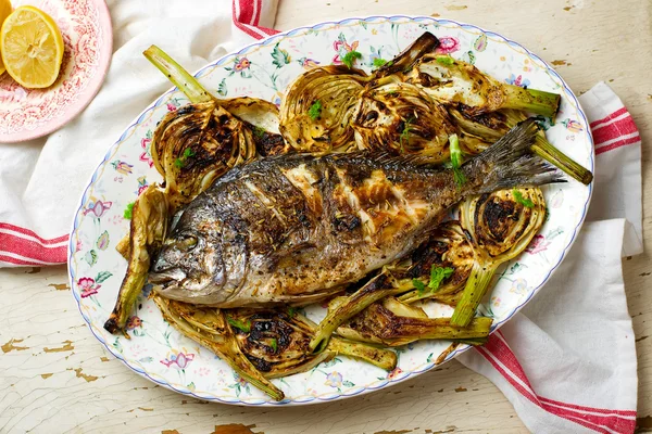 Grilled Fish with Fennel — Stock fotografie