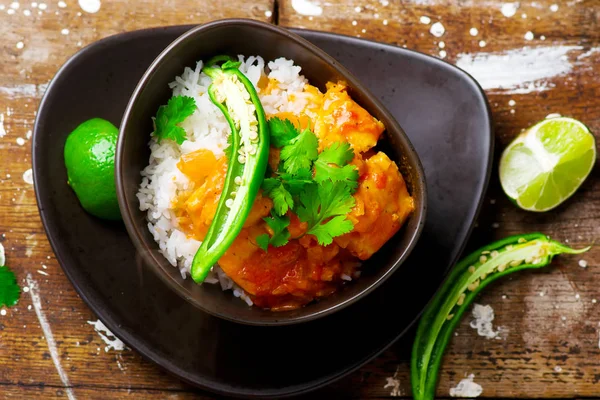 Run Down bacalhau em molho de tomate — Fotografia de Stock