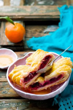 Kızılcık strudel.selective odak. 