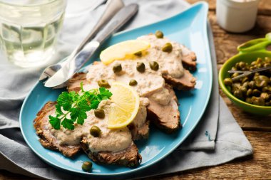 Vitello tonnato.selective focus.