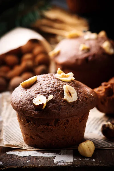 Nutella cakes.rustic style. — Stock Photo, Image