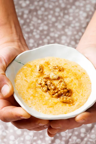 Farina d'avena alla zucca per colazione . — Foto Stock