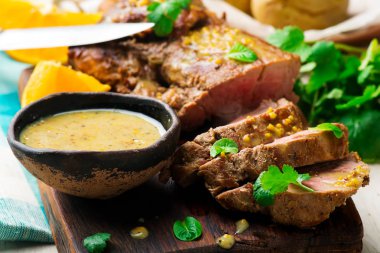 Marine domuz eti Fillet.selective focus.style rustik