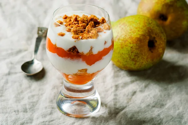 Parfait jogurt muesli dyni — Zdjęcie stockowe