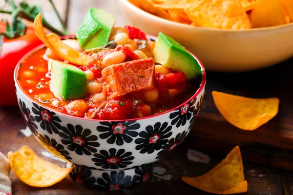 Quick White-Bean Stew. Cocina Mexicana . — Foto de Stock