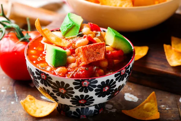 Quick White-Bean Stew. Cocina Mexicana . — Foto de Stock