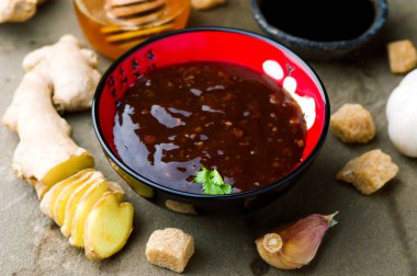 Teriyaki, traditional Japanese sauce. clipart