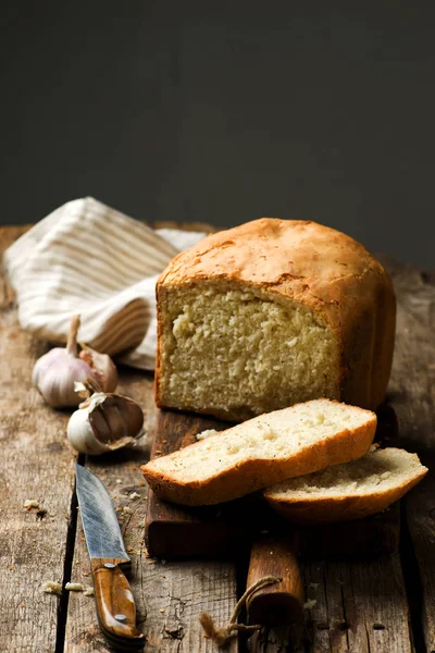 The loaf of garlic bread .style rustic — Stock Photo, Image