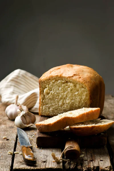 The loaf of garlic bread .style rustic — Stock Photo, Image