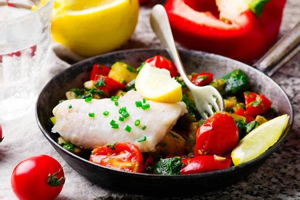 Steamed fish  fillet  with Vegetables — Stock Photo, Image