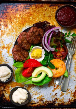 Burger salad.style vintage.selective odak