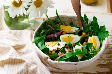 Crispy nohut ve Roka Salatası.