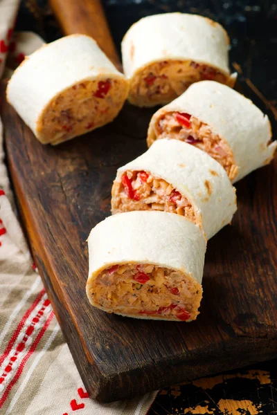 Cheese and turkey wrap..selective focus — Stock Photo, Image