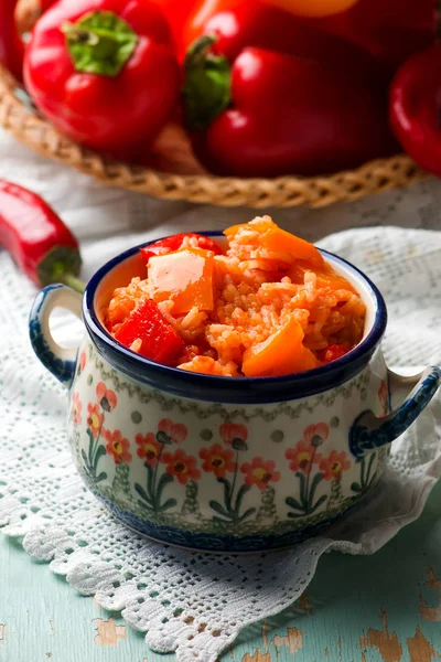 Arroz com vegetables.style rústico . — Fotografia de Stock