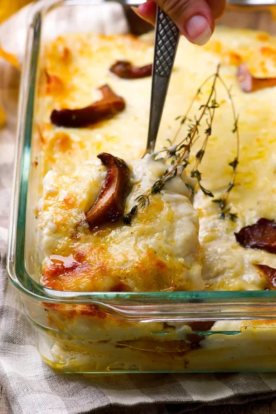 Wild mushrooms lasagna.style rustic — Stock Photo, Image