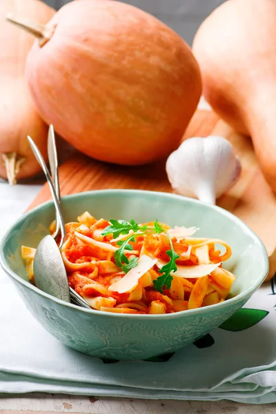 Alfredo pasta sauce with butternut squash, garlic and Parmesan .selective focus — Stock Photo, Image
