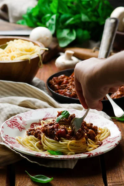 Pilz und Walnuss würzige Bolognese — Stockfoto