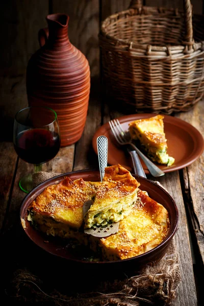 Tarta de queso achma tradicional georgiano pie.style rústico — Foto de Stock