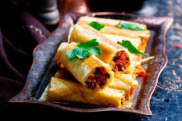 Turkish  lavash roll.style rustic.selective focus — Stock Photo, Image