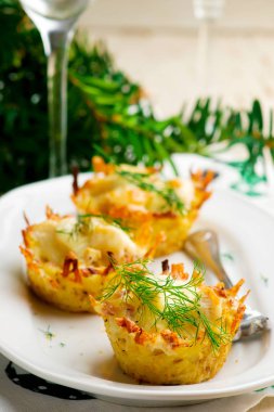 Patates ve tavuk bardak... rustik tarzı