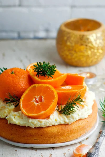 fresh tangerine cake with cream cheese frosting.