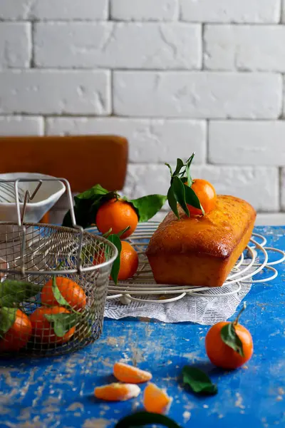 Mandarinkový poleva cake.selective zaměření — Stock fotografie
