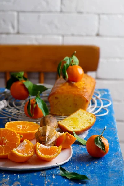 Mandaryn glazury cake.selective ostrości — Zdjęcie stockowe