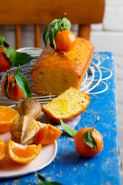 Mandarinkový poleva cake.selective zaměření — Stock fotografie