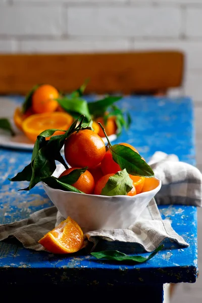 Świeże tangerines.selective organiczny ostrość — Zdjęcie stockowe