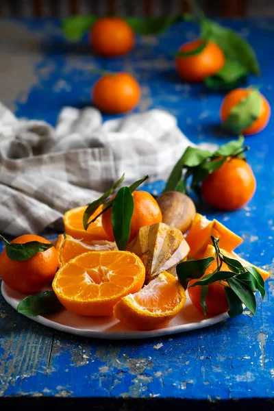 Färska ekologiska tangerines.selective fokus — Stockfoto