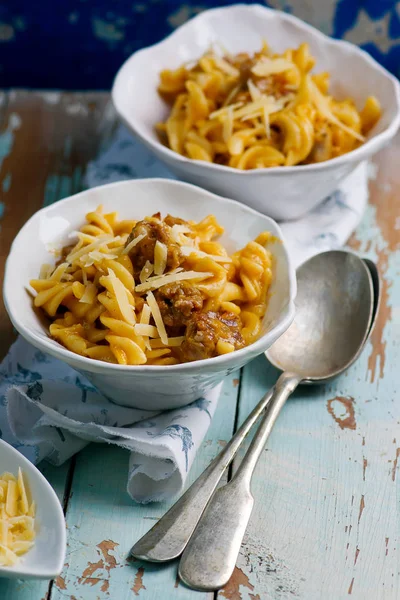 Dyni kiełbasa penne.style rustic.selective ostrości — Zdjęcie stockowe