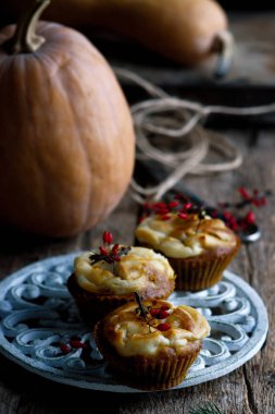 Kabak Krem Peynir girdap Muffins.