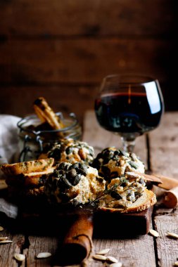 Kabak bitki peynir ball.selective odak