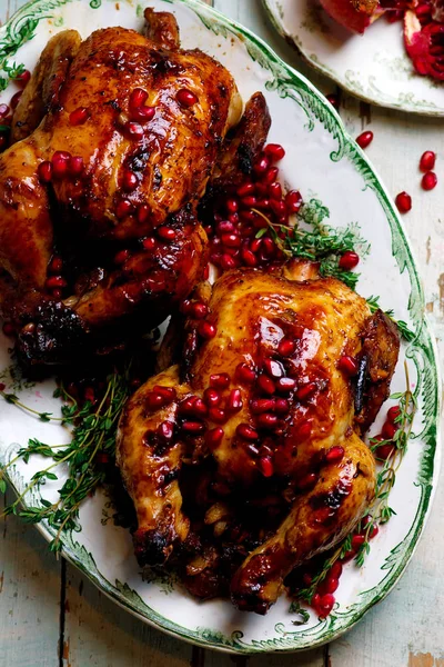 Cornish Hens with Pomegranate-Molasses Glaze — Stock Photo, Image