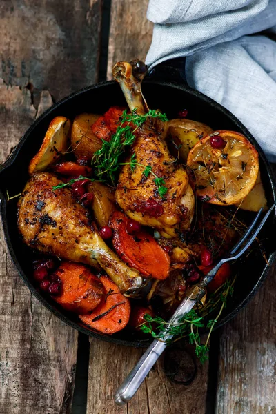 skillet cranberry roasted chicken and potatoes