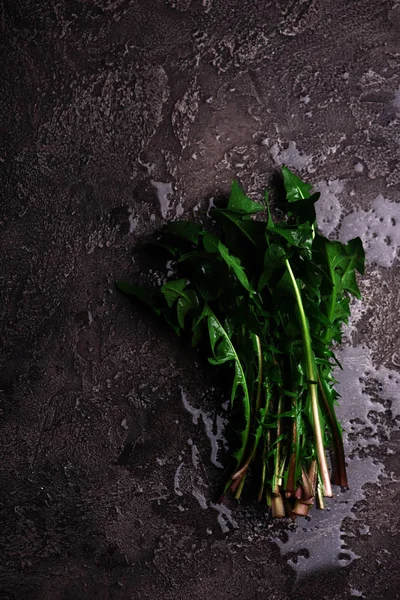 Färska gröna Dandellion på ett bord — Stockfoto