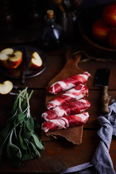 The Sausages Civapcicci  on a cutting board — Stock Photo, Image