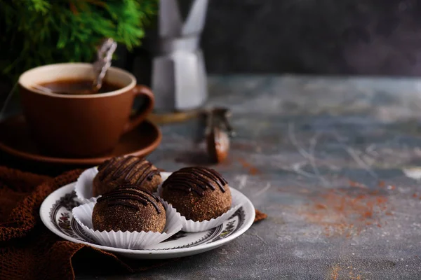 Čokoládové koláče brambor.. styl rustikální — Stock fotografie