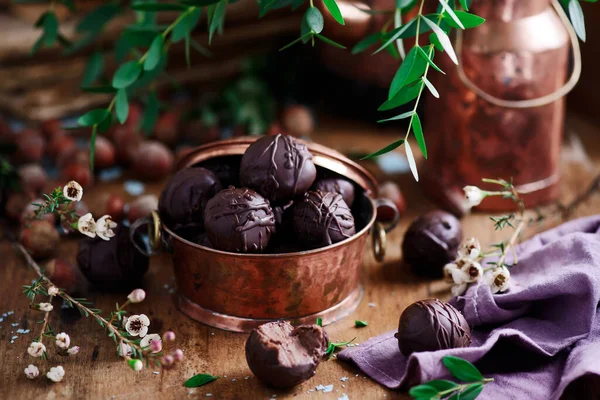 Buckweat truffles.style chocolate rústico — Foto de Stock