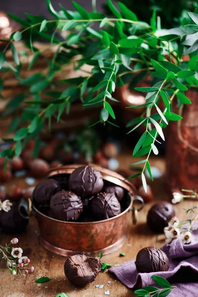 Buckweat chocolade truffels.style rustiek — Stockfoto