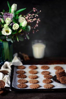  Karabuğday graham kraker vegan kurabiyeler... tarz rustik. Seçici odaklanma