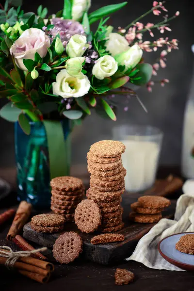 Galletas Trigo Sarraceno Graham Galletas Veganas Estilo Rustic Selective Focus —  Fotos de Stock