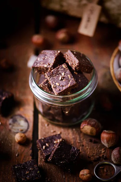 Vegan Nutella Fudge Stile Rustic Selective Fuoco — Foto Stock